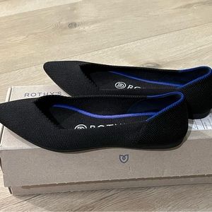Rothy's 'The Point' Pointed Toe Flat Shoes Black Womens Size 5 Recycled Upper.